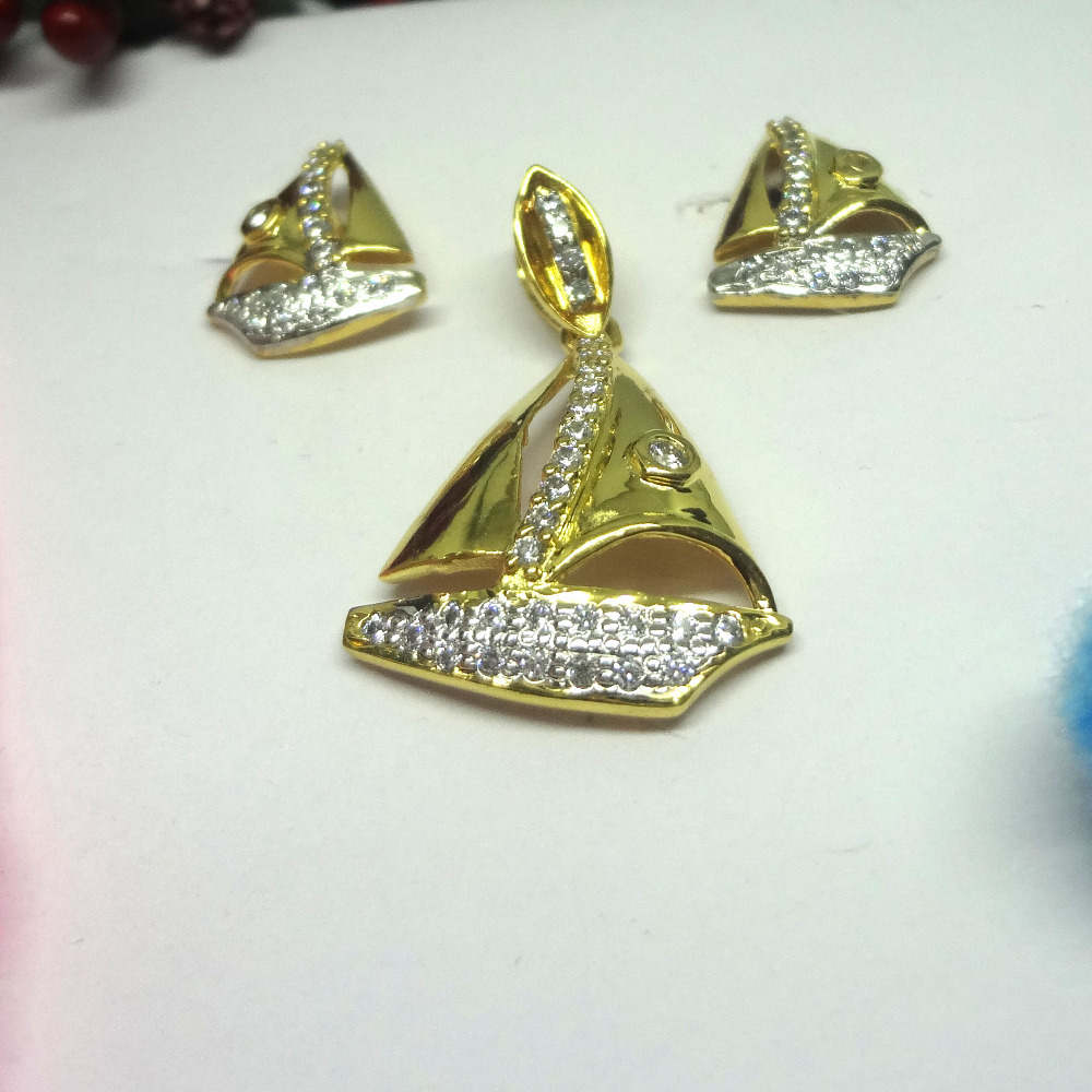 916 gold cz diamond pendant set
