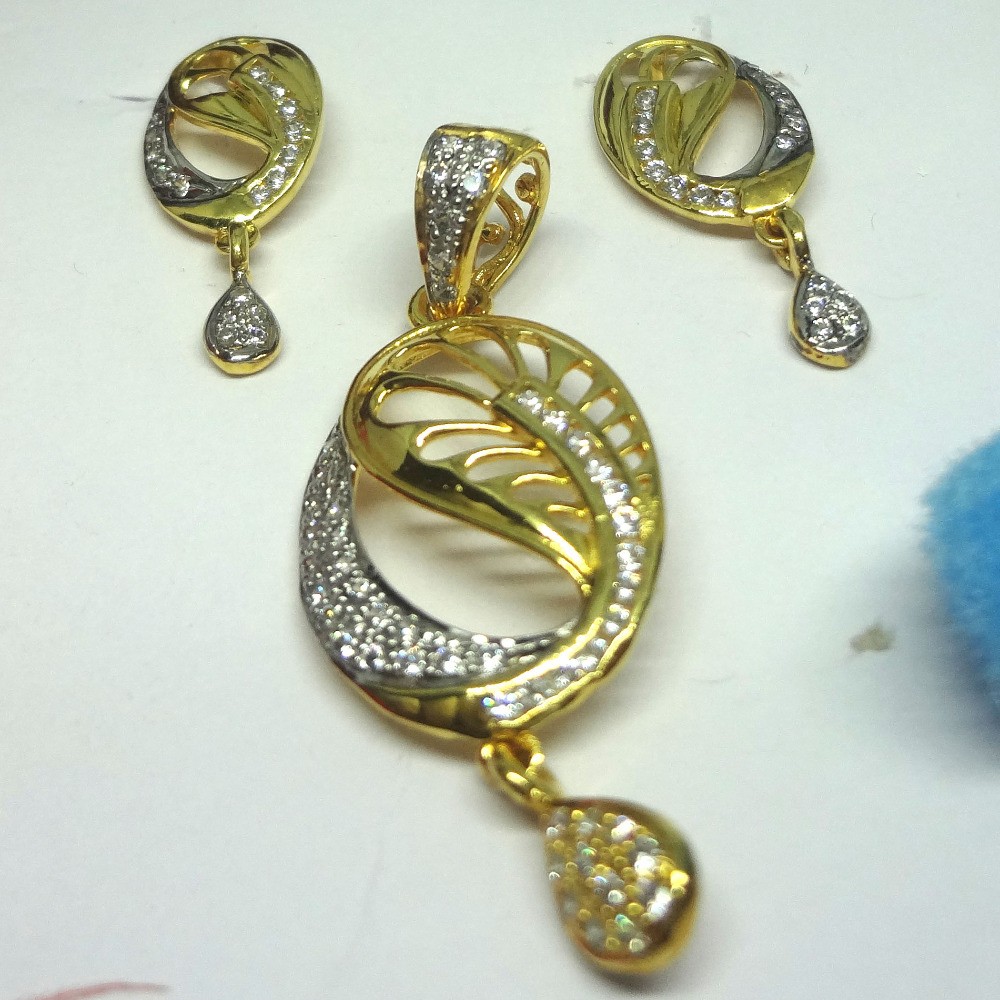 916 gold cz diamond pendant set