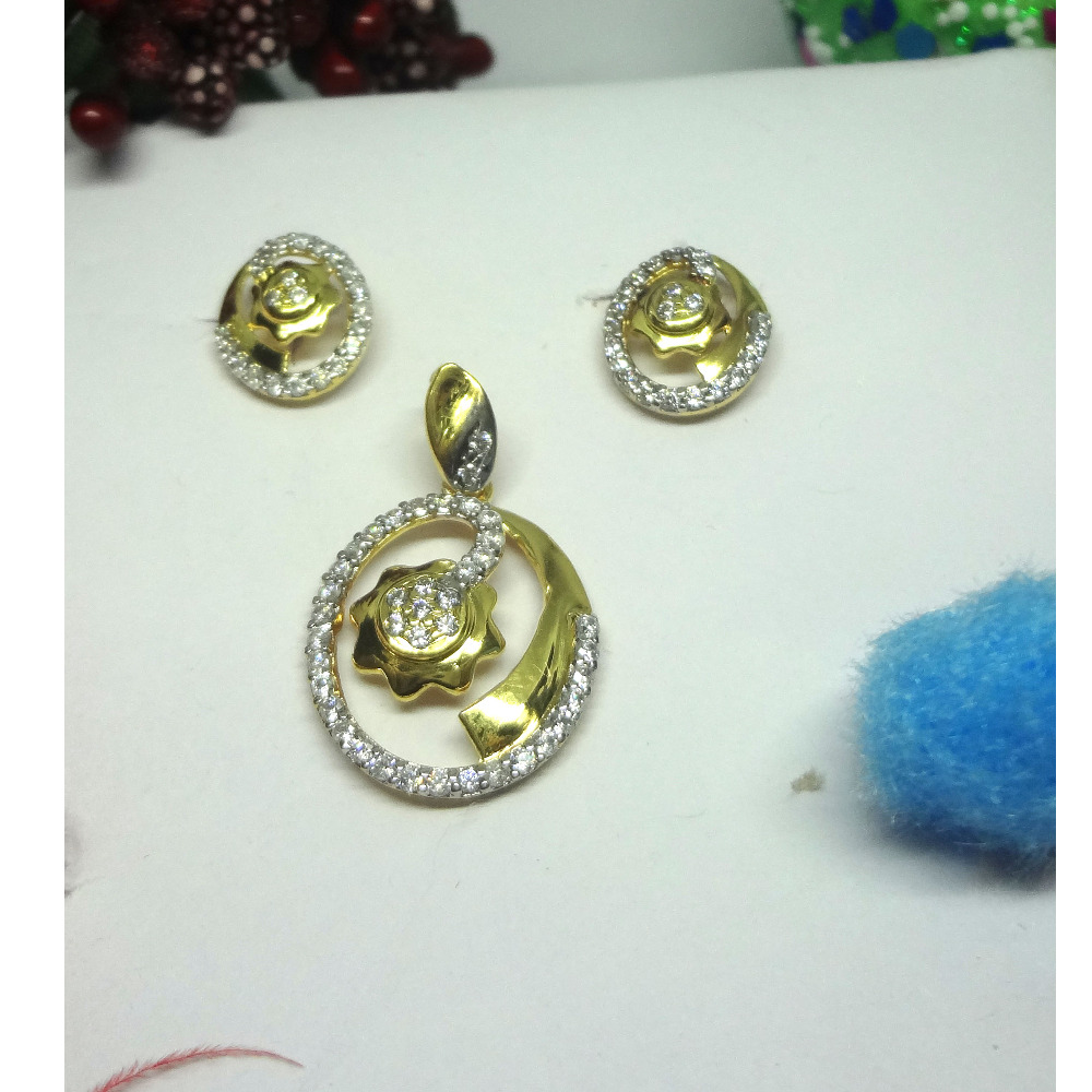 916 gold cz diamond pendant set