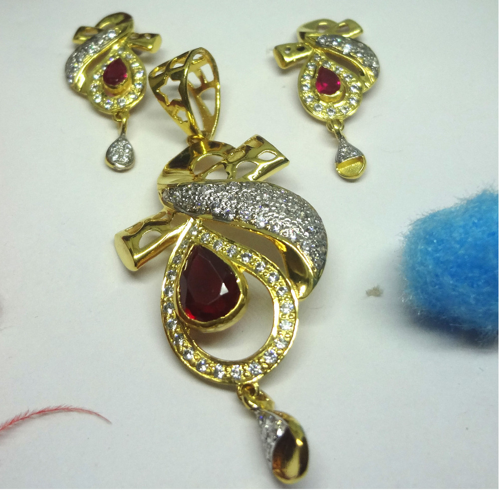 916 gold cz diamond pendant set