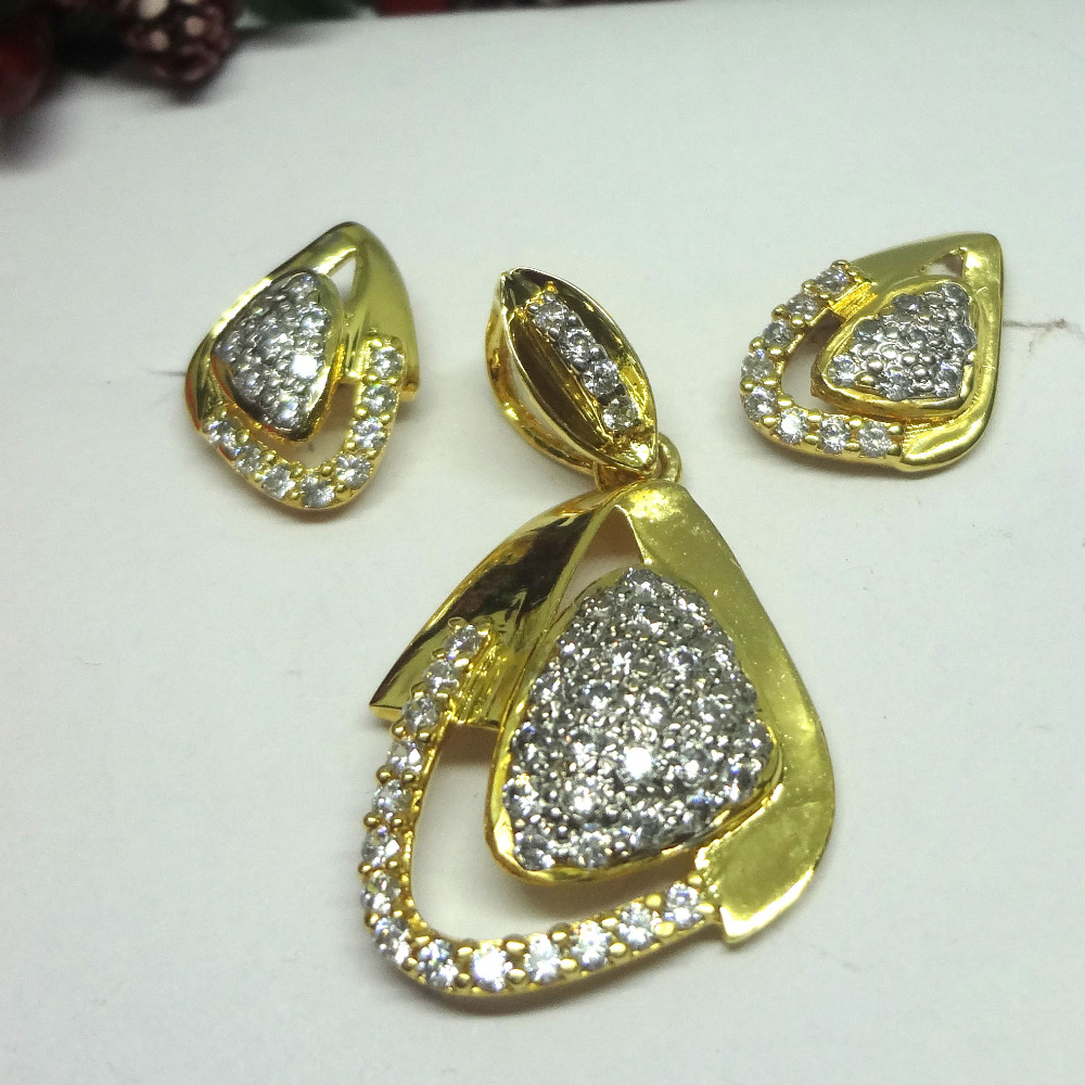 916 gold cz diamond pendant set