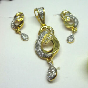 916 gold cz diamond pendant set