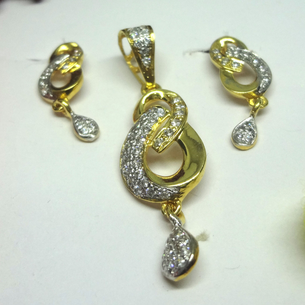 916 gold cz diamond pendant set