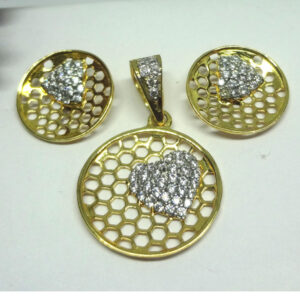 916 gold cz diamond pendant set
