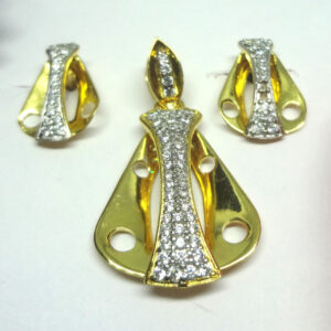 916 gold cz diamond pendant set