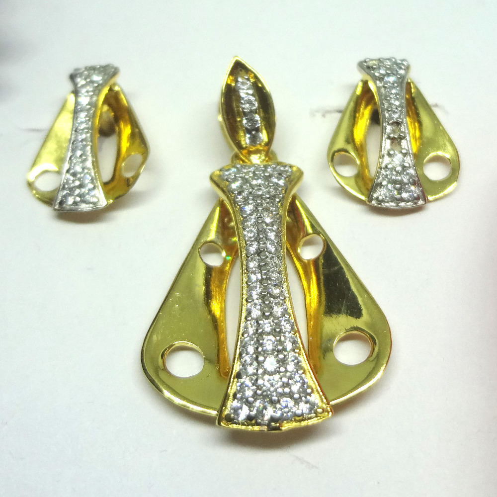 916 gold cz diamond pendant set