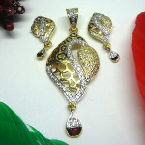916 gold cz diamond pendant set