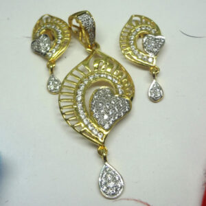 916 gold cz diamond pendant set