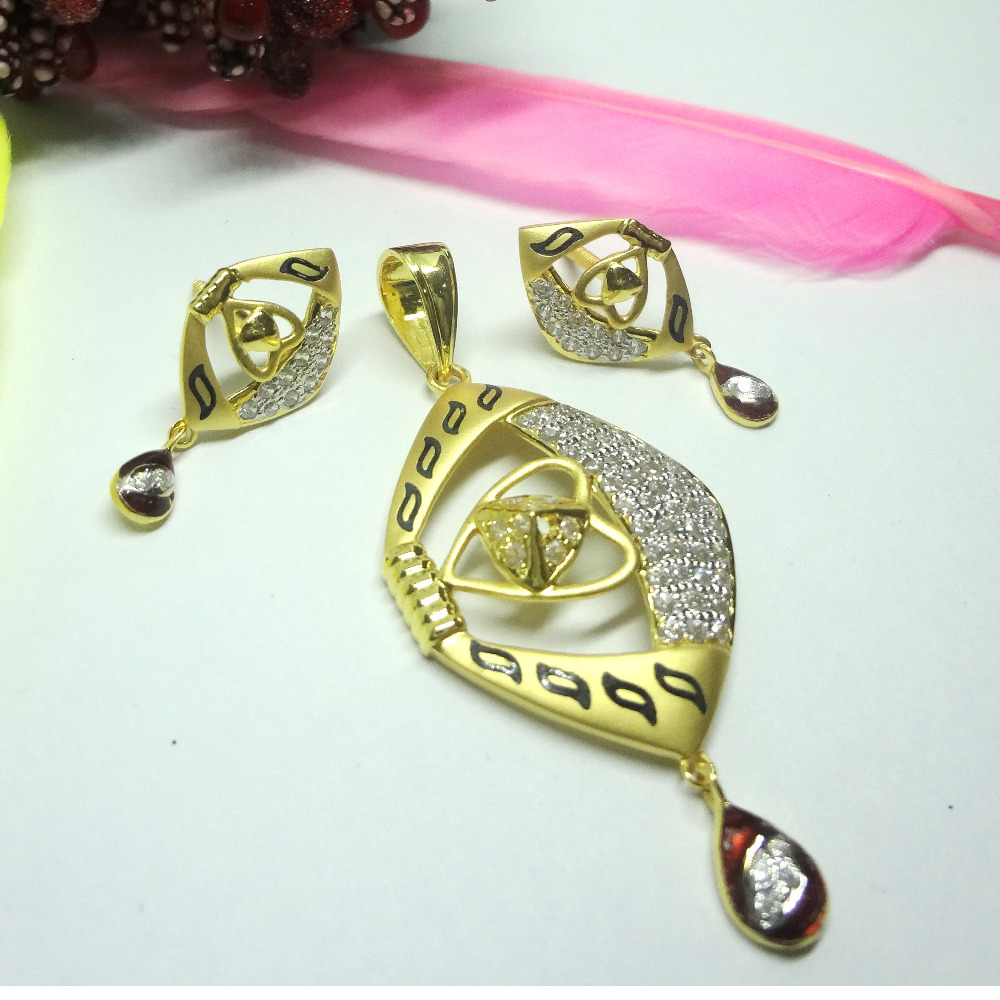 916 GOLD CZ DIAMOND PENDANT SET