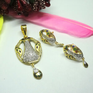 916 gold cz diamond pendant set