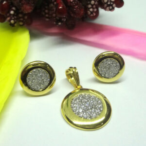 916 gold cz diamond pendant set