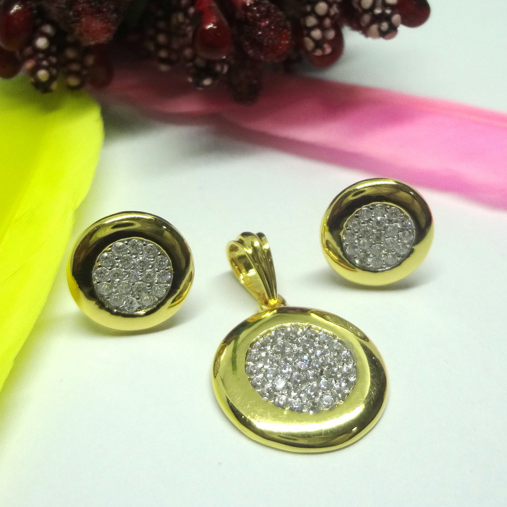 916 gold cz diamond pendant set