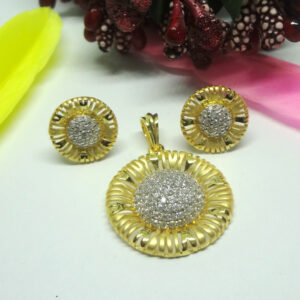 916 gold cz diamond pendant set
