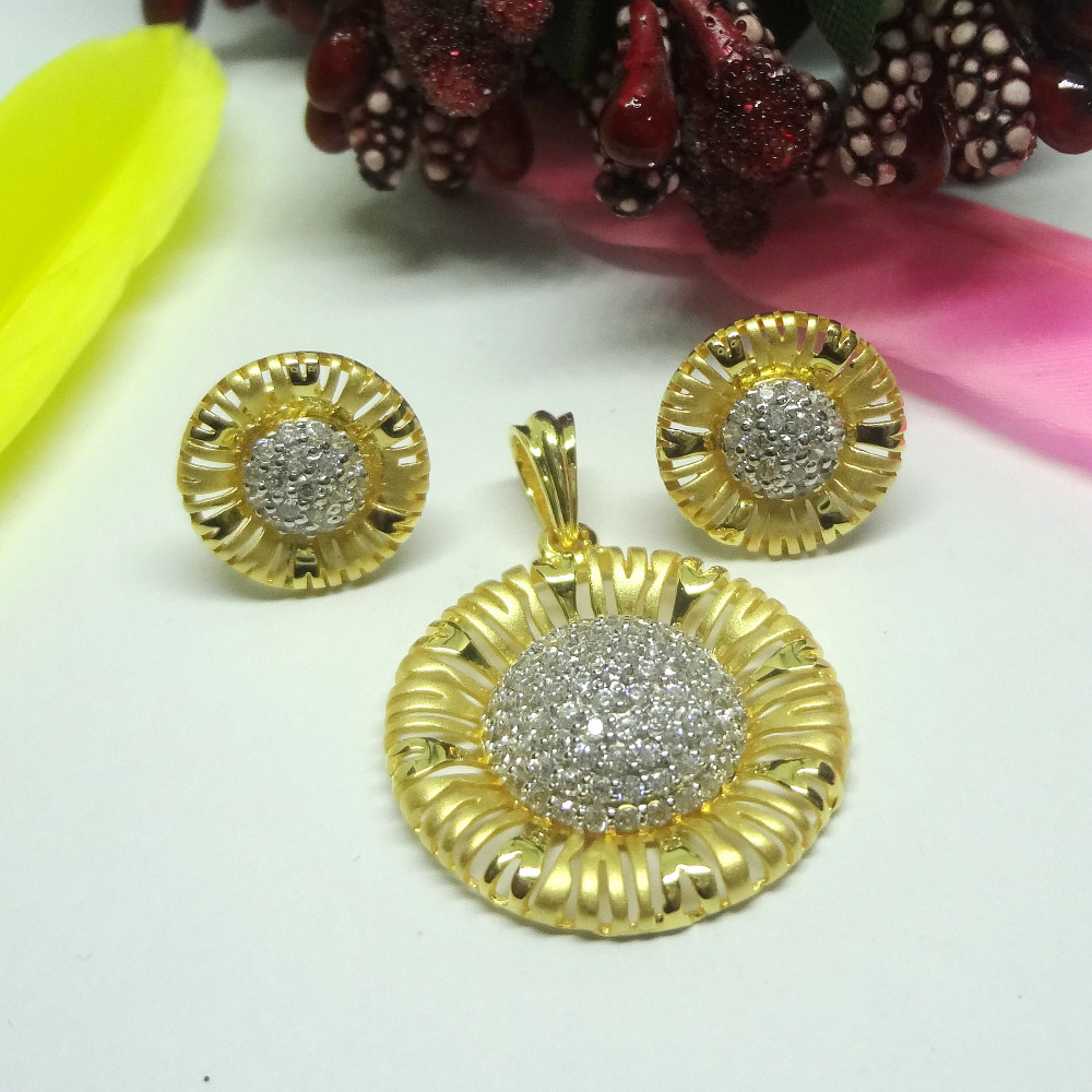 916 gold cz diamond pendant set