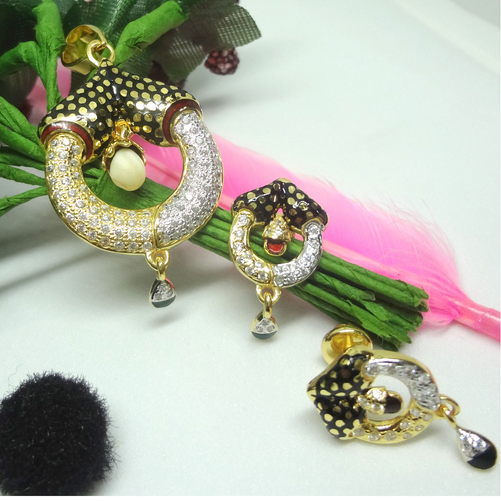 916 gold cz diamond pendant set