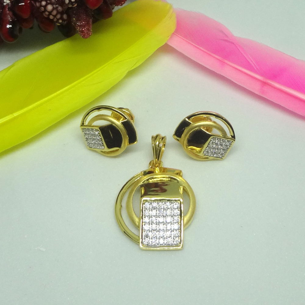 916 gold cz diamond pendant set