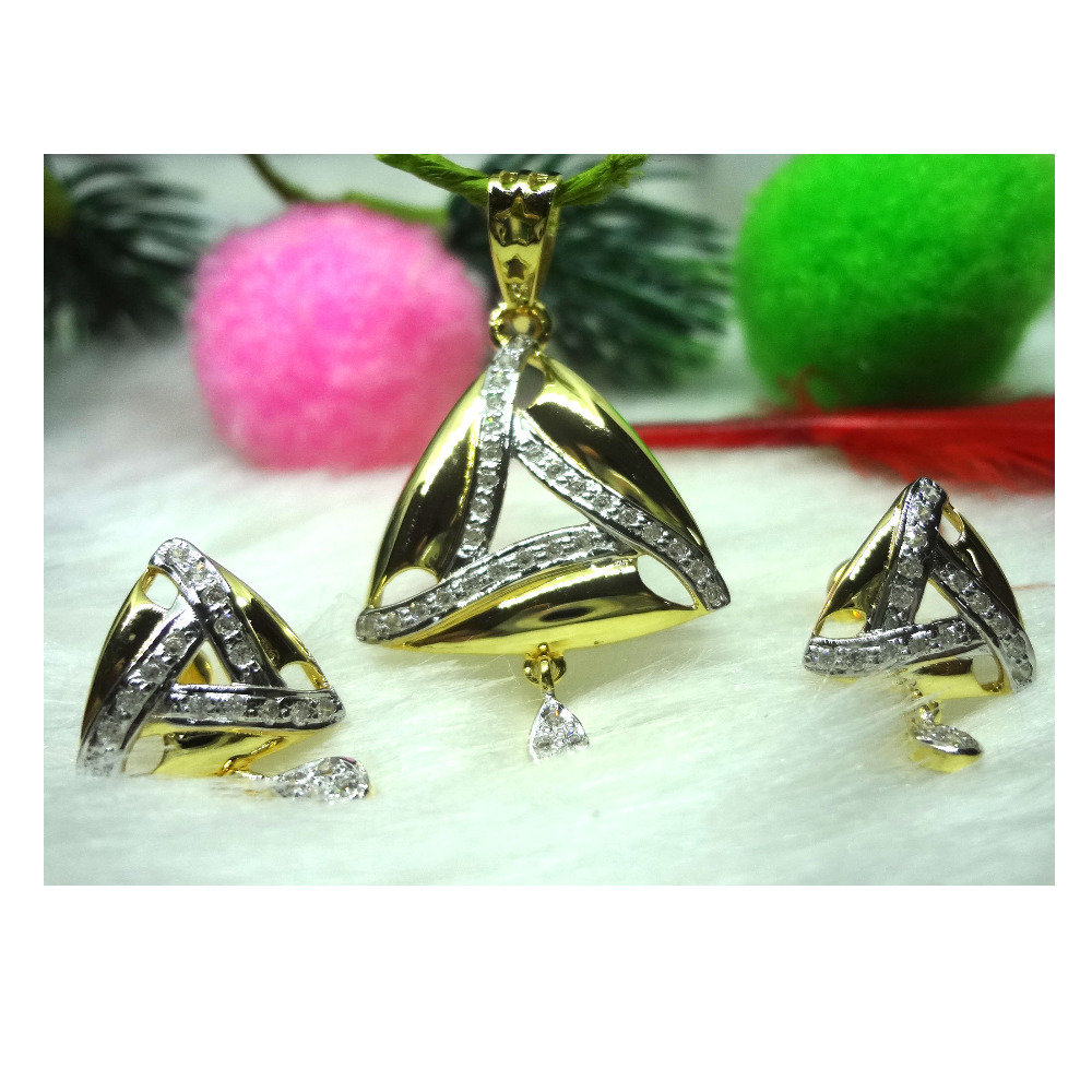 916 gold cz diamond pendant set