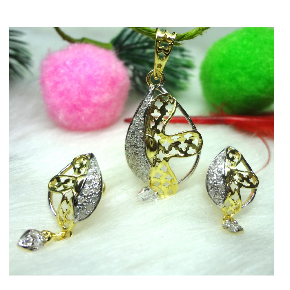 916 gold cz diamond pendant set