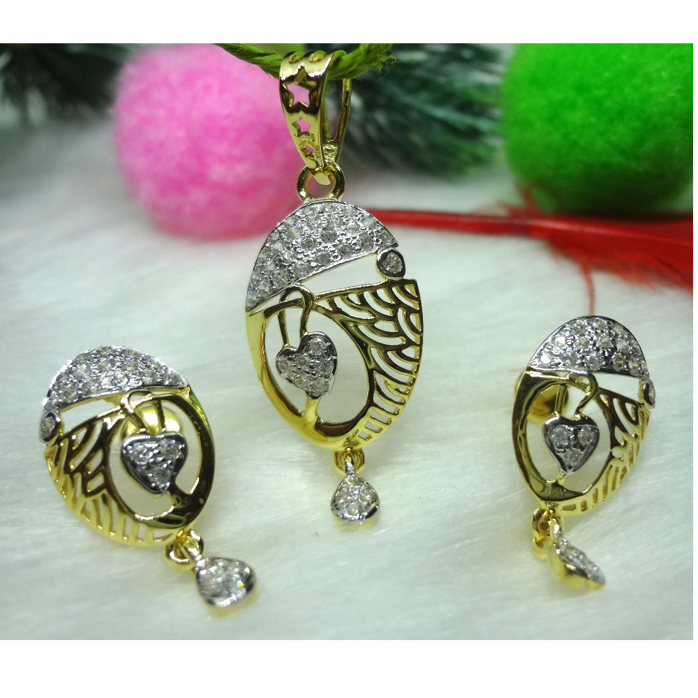 916 gold cz diamond pendant set