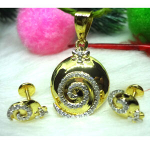 916 gold cz diamond pendant set