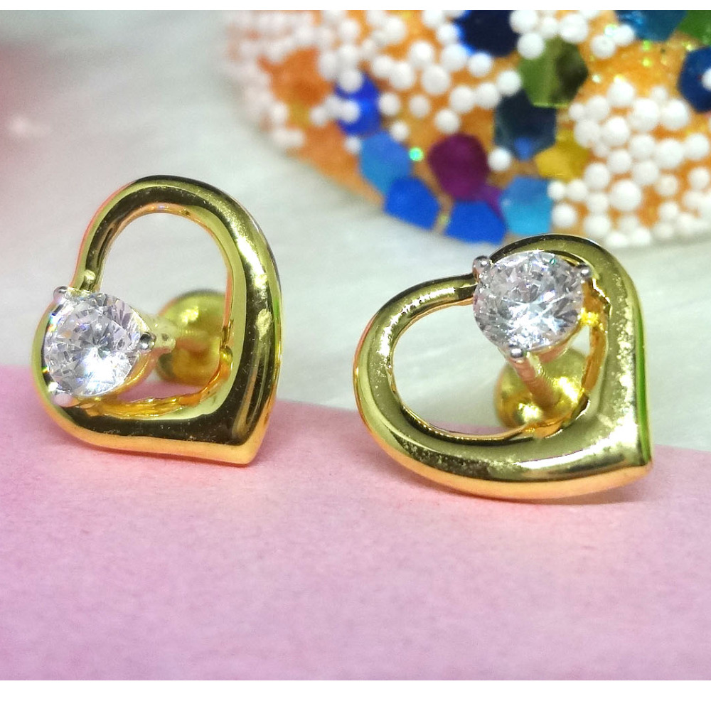 916 GOLD CZ DIAMOND HEART SHAPE EARRING