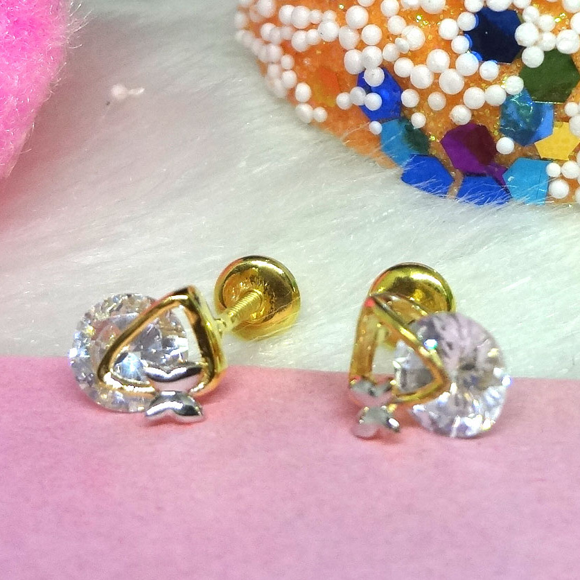 916 gold butterfly cz earrings