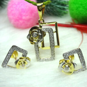 916 gold cz diamond supar flower pendant set