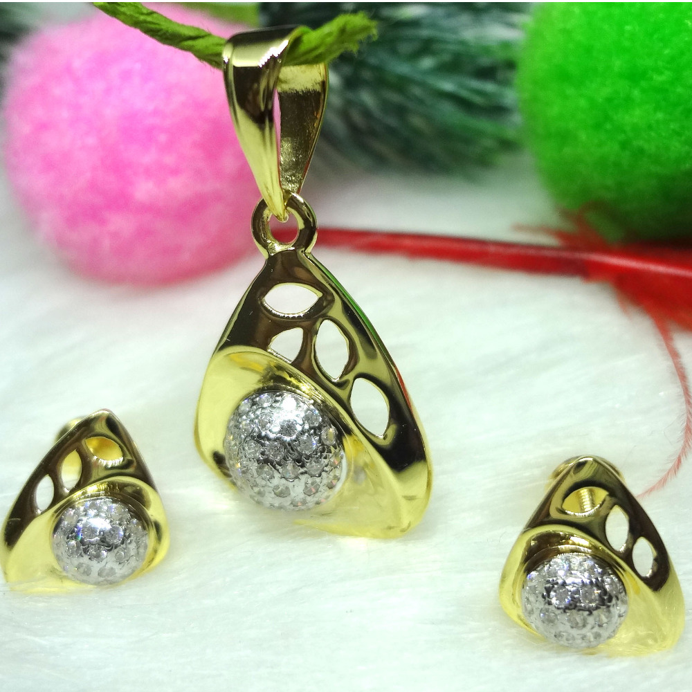 916 gold cz diamond pendant set