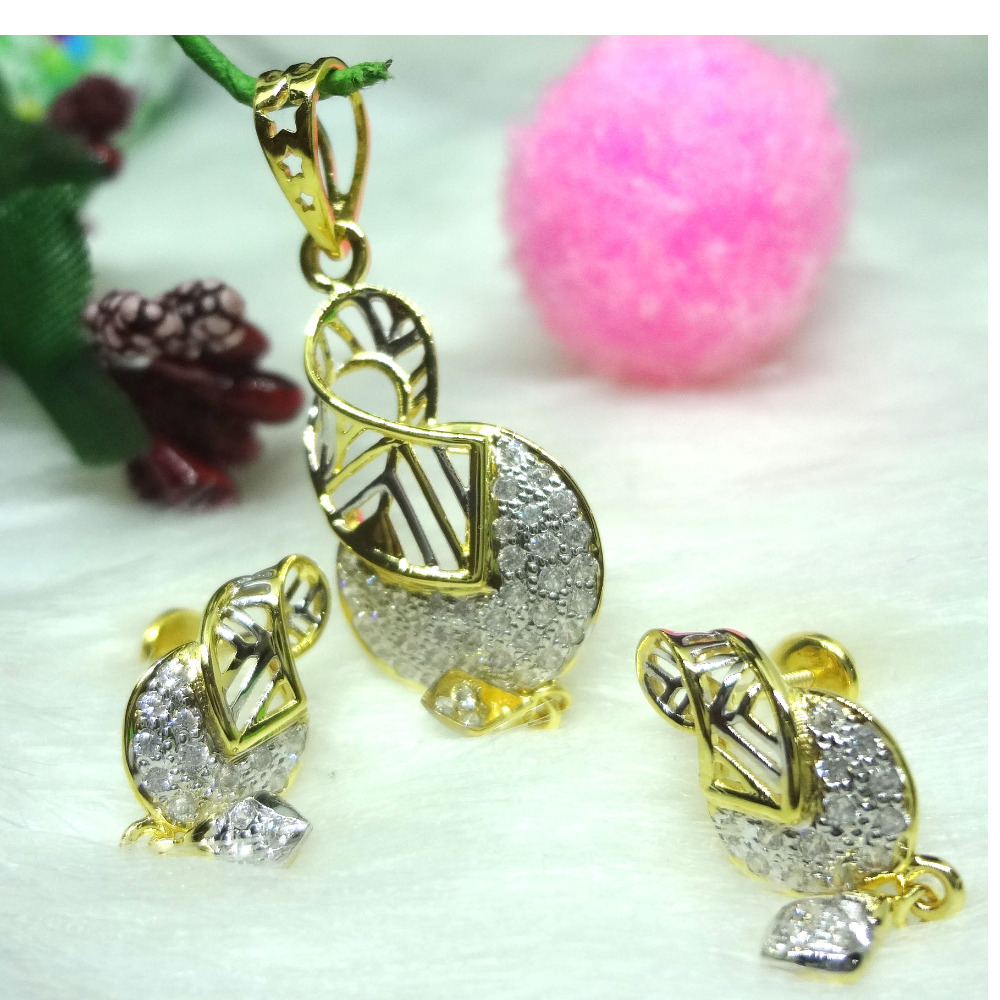 916 gold cz diamond pendant set