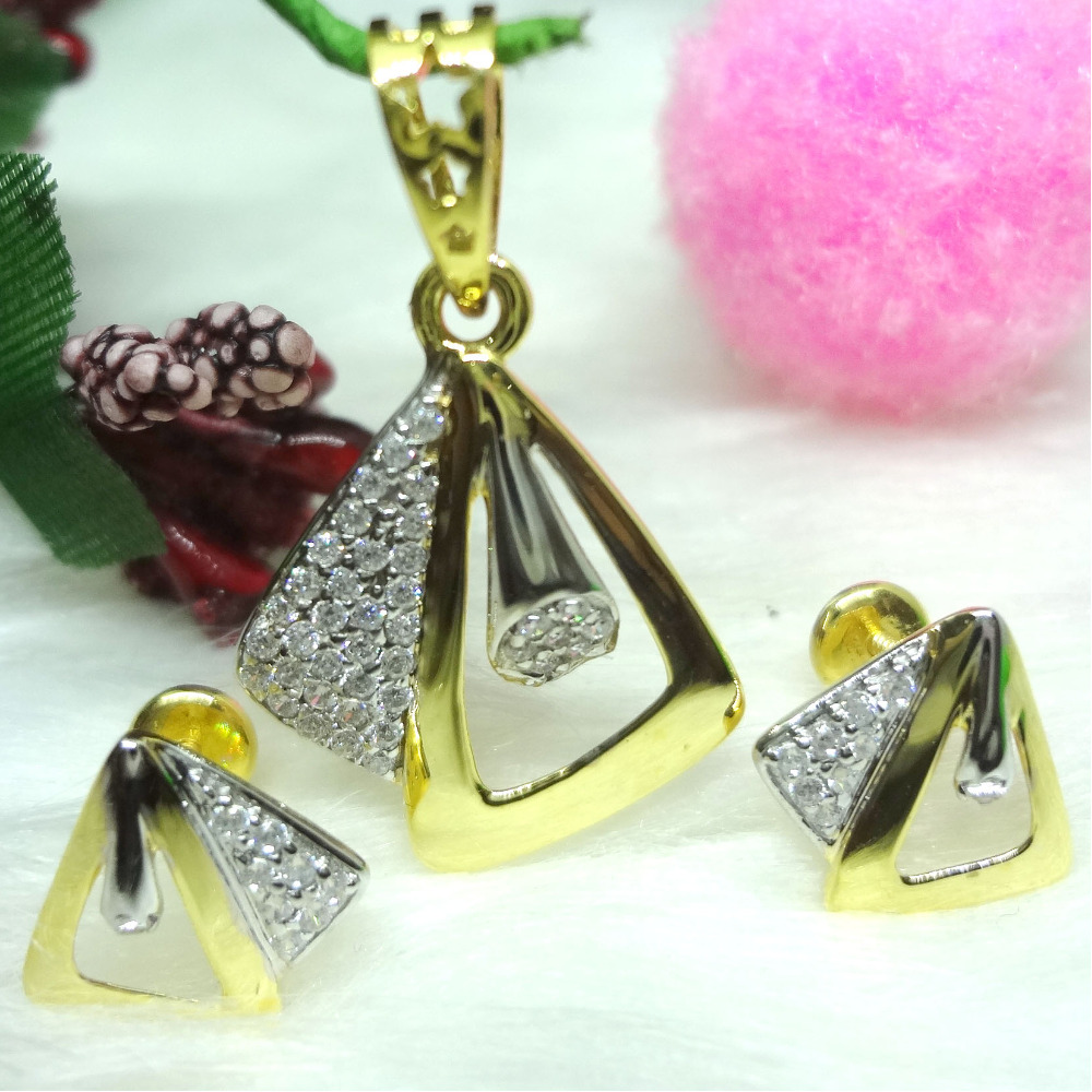916 gold cz diamond pendant set