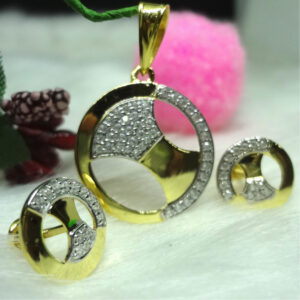 916 gold cz diamond pendant set