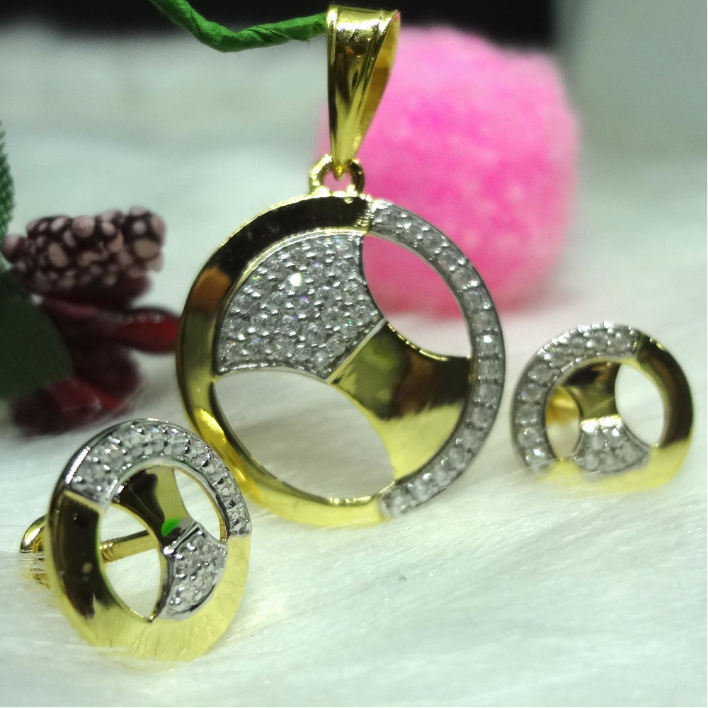 916 gold cz diamond pendant set