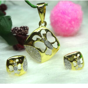 916 gold butterfly cz pendant set