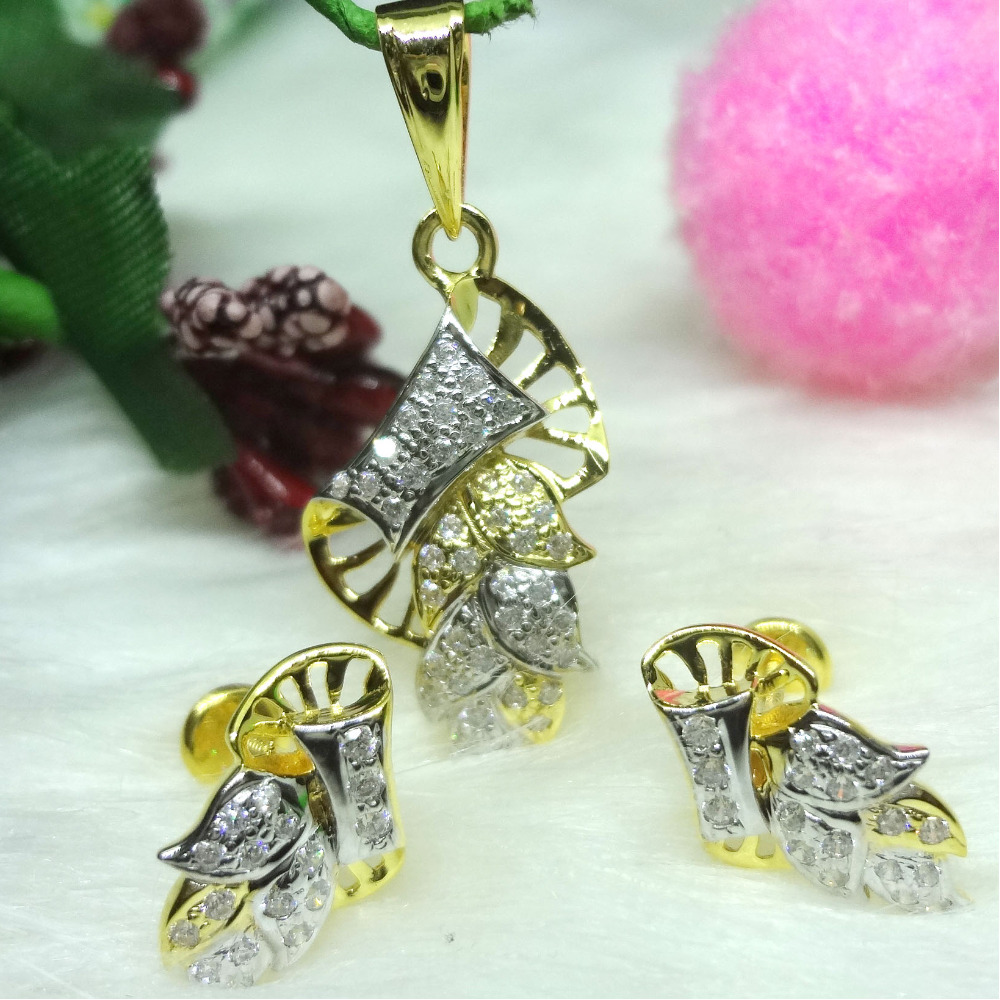 916 gold cz diamond pendant set