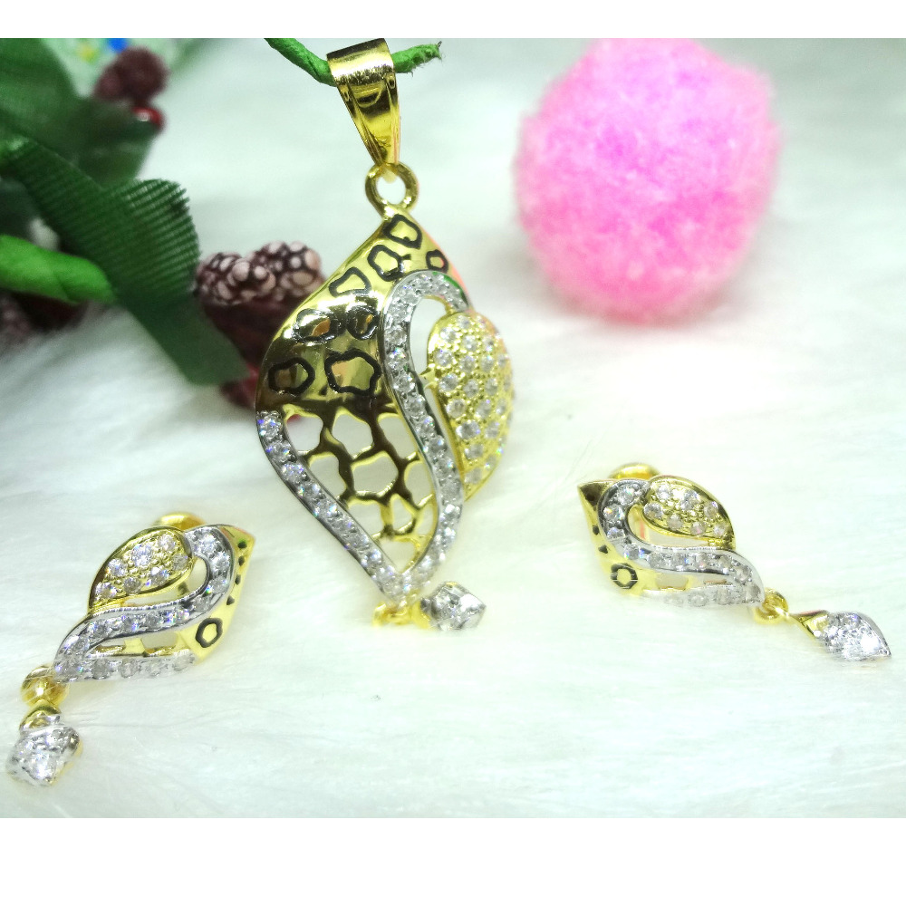 916 gold cz diamond pendant set