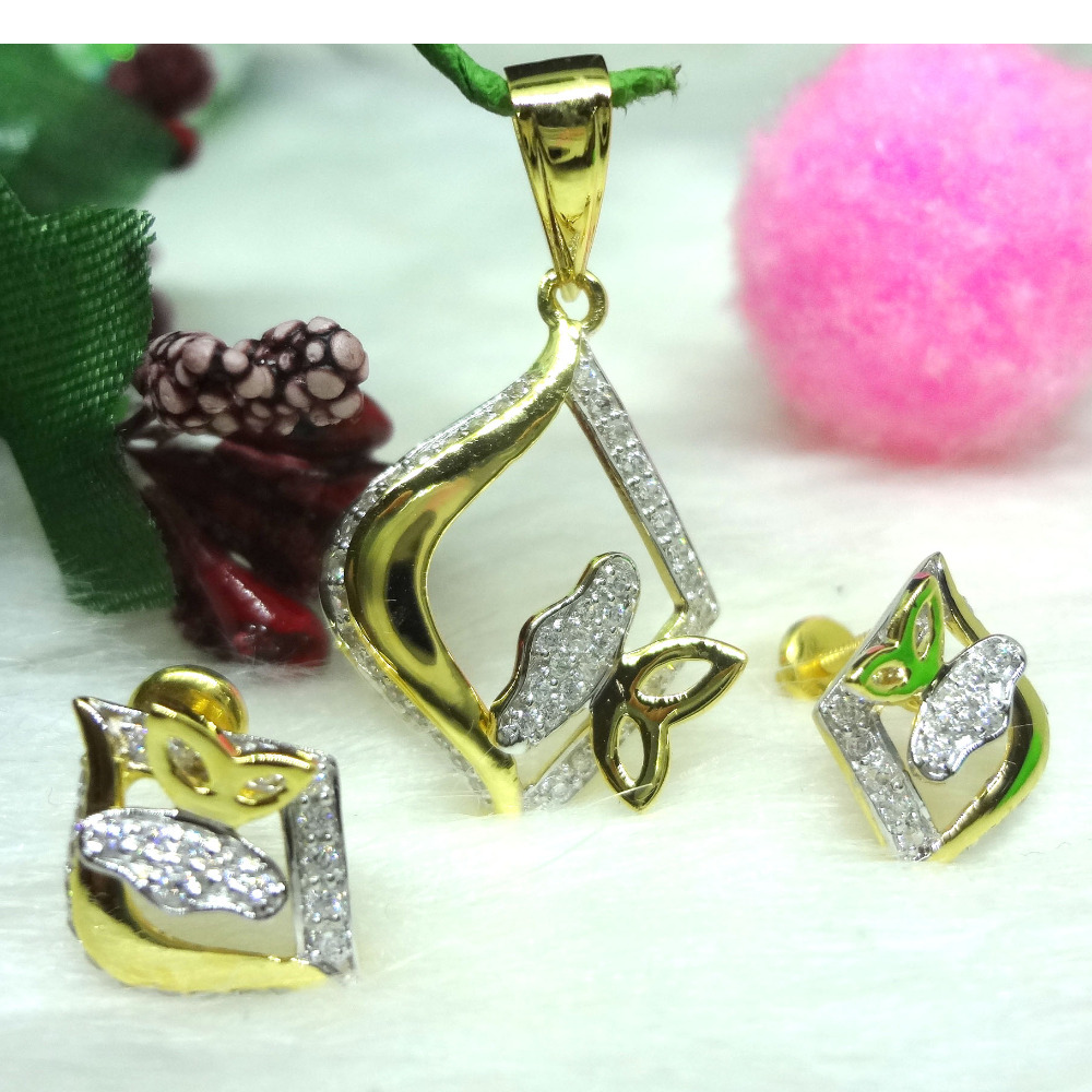 916 gold cz butterfly pendant set