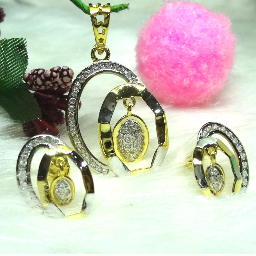 916 gold cz diamond pendant set