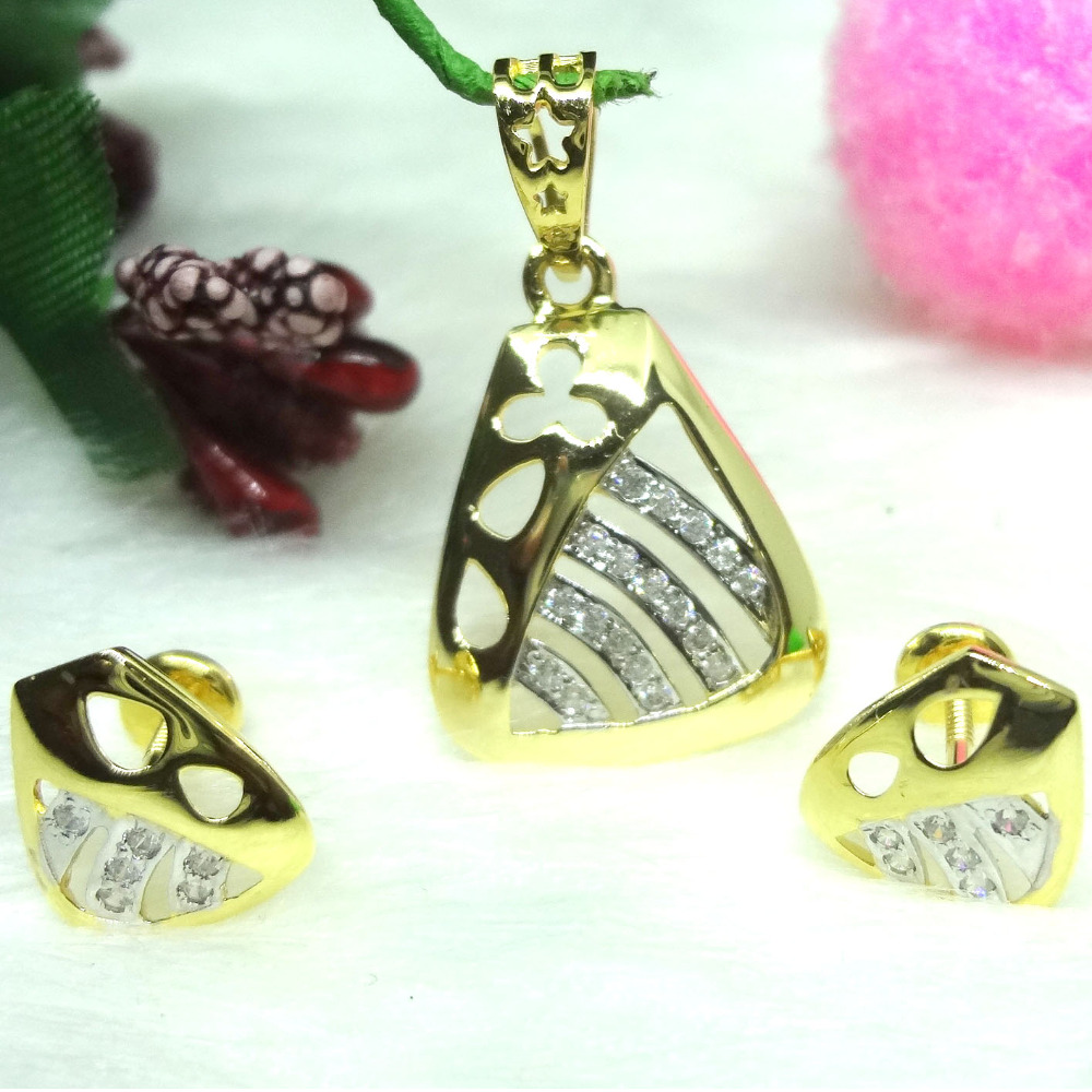 916 gold cz diamond pendant set