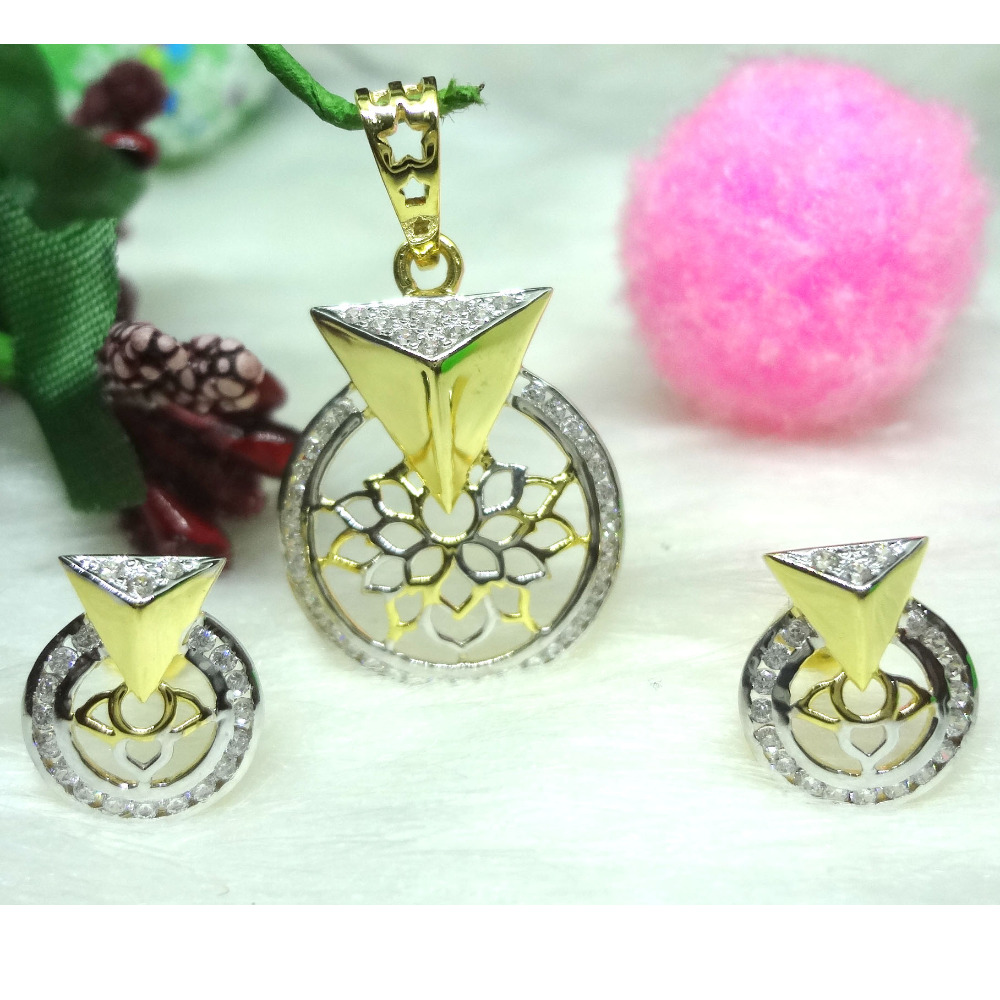 916 gold cz diamond pendant set