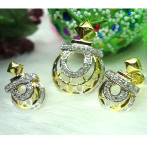 916 gold cz diamond pendant set