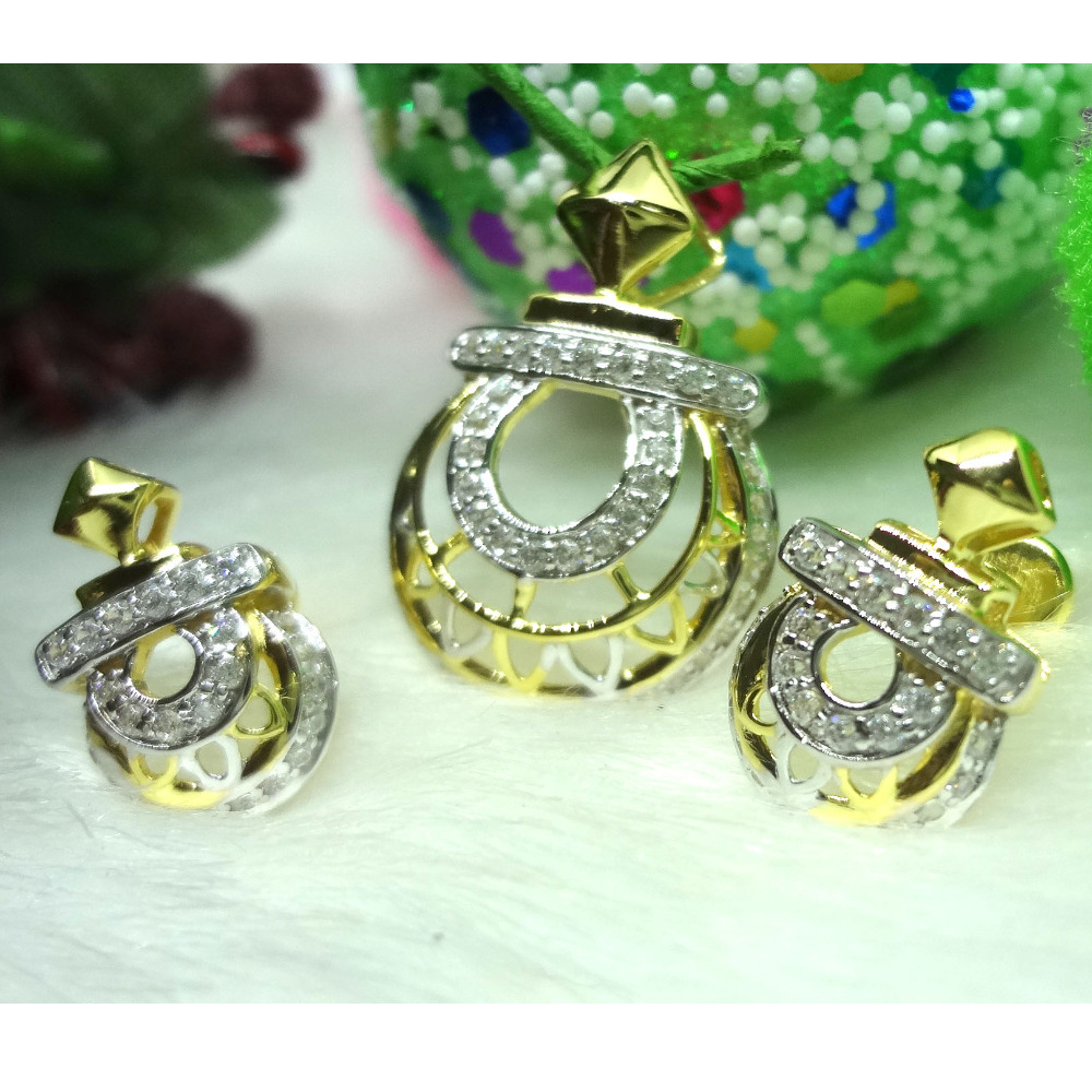 916 gold cz diamond pendant set