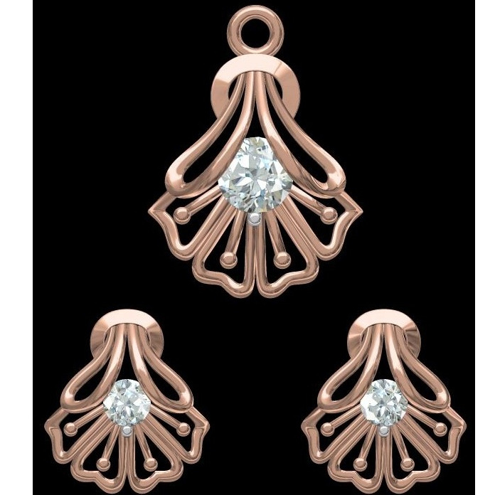 18kt cz rose gold soliter diamond pendant set
