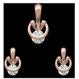 18kt cz rose gold soliter pendant set