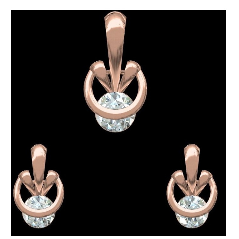 18kt cz rose gold soliter pendant set