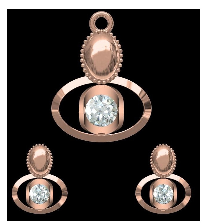 18kt rose gold soliter pendant set