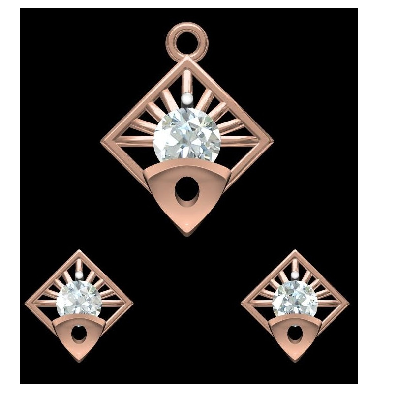 18kt. rose gold soliter pendant set