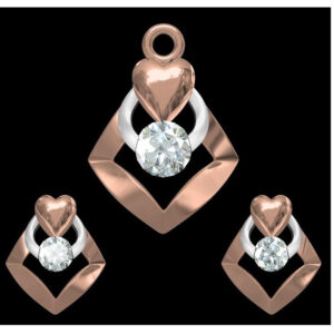18kt rose gold soliter pendant set