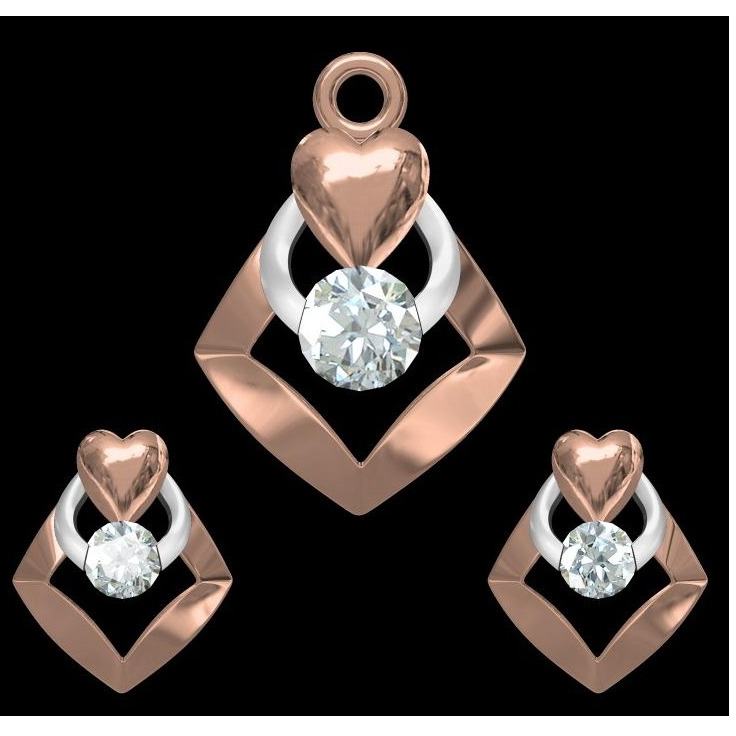 18kt rose gold soliter pendant set