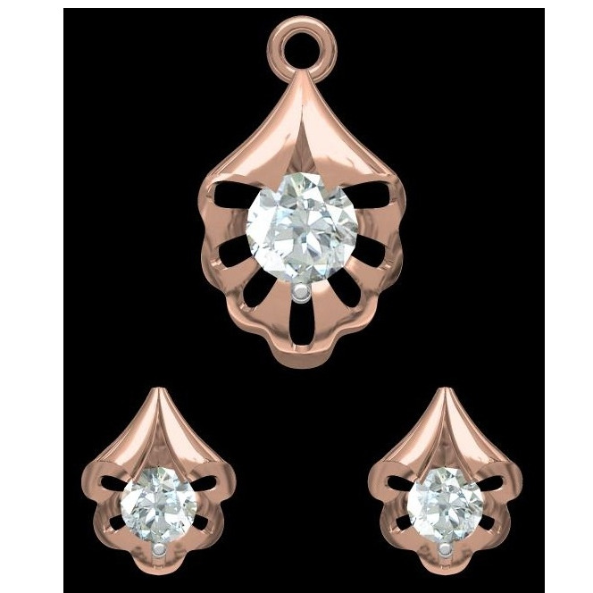18kt rose gold soliter diamond pendant set
