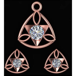 18kt rose gold soliter pendant set